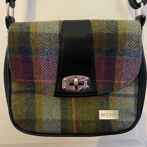 Mucros Irish Tweed Green/Purple Plaid Crossbody Bag
